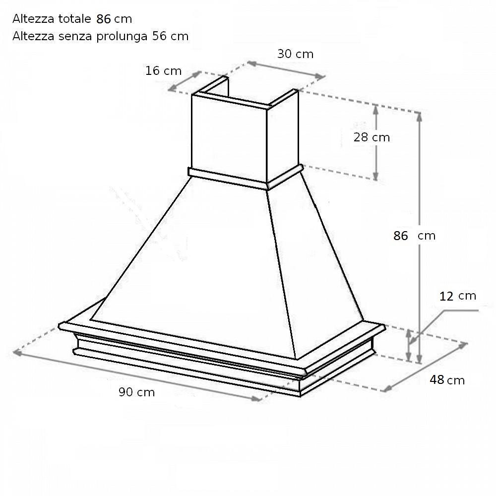 Acquista online Cappa classica MARGO' 90 rustica legno frassino scuro motore B52 Coppari